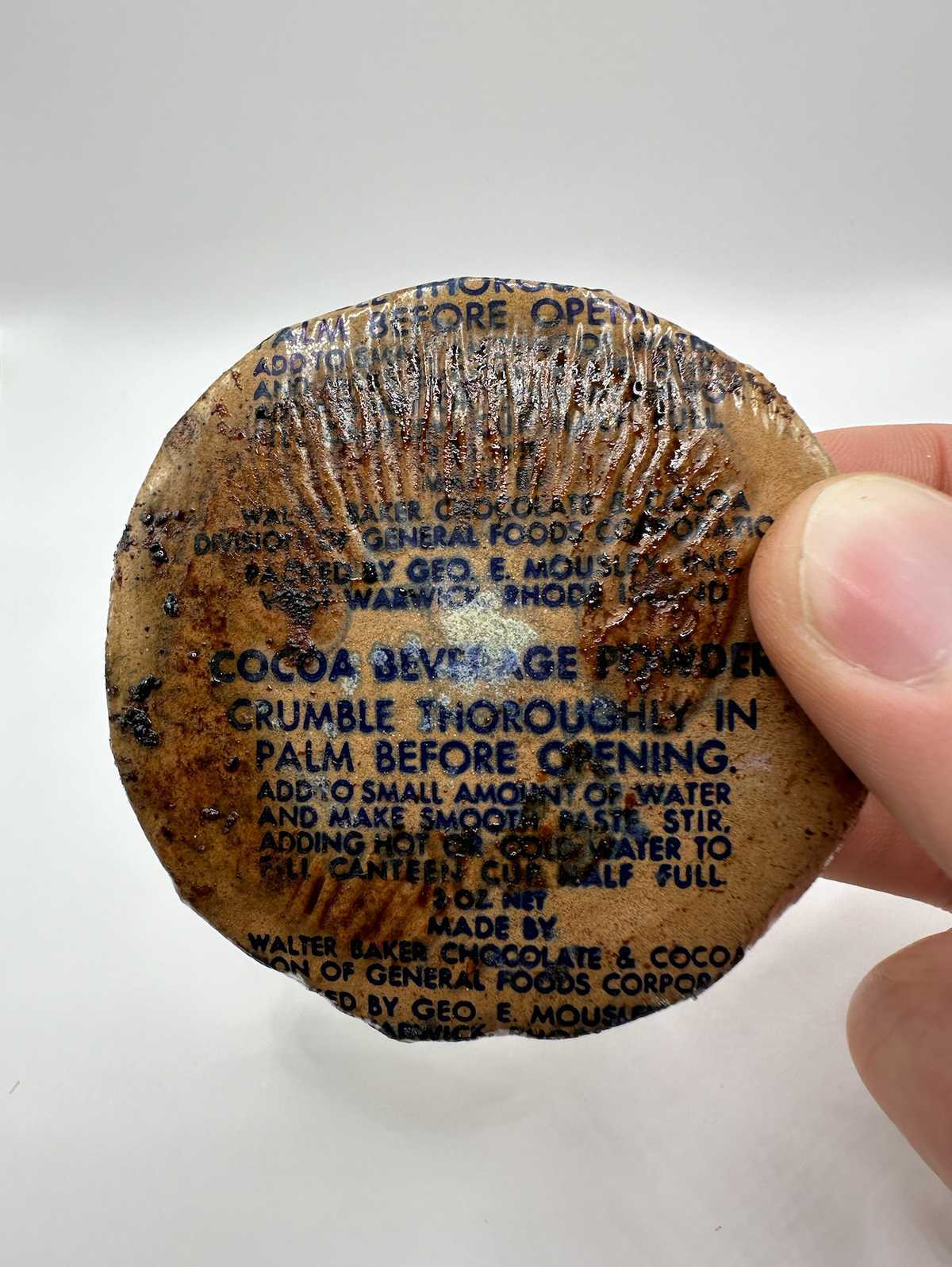 Cocoa Powder from 1952 Korean War Rations