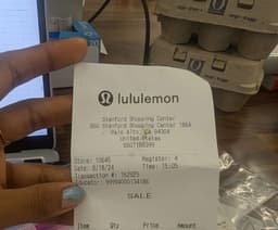 Paper Receipt - Lululemon