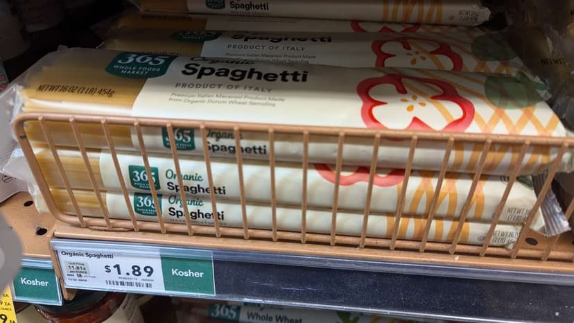 Whole Foods Organic Pasta Spaghetti