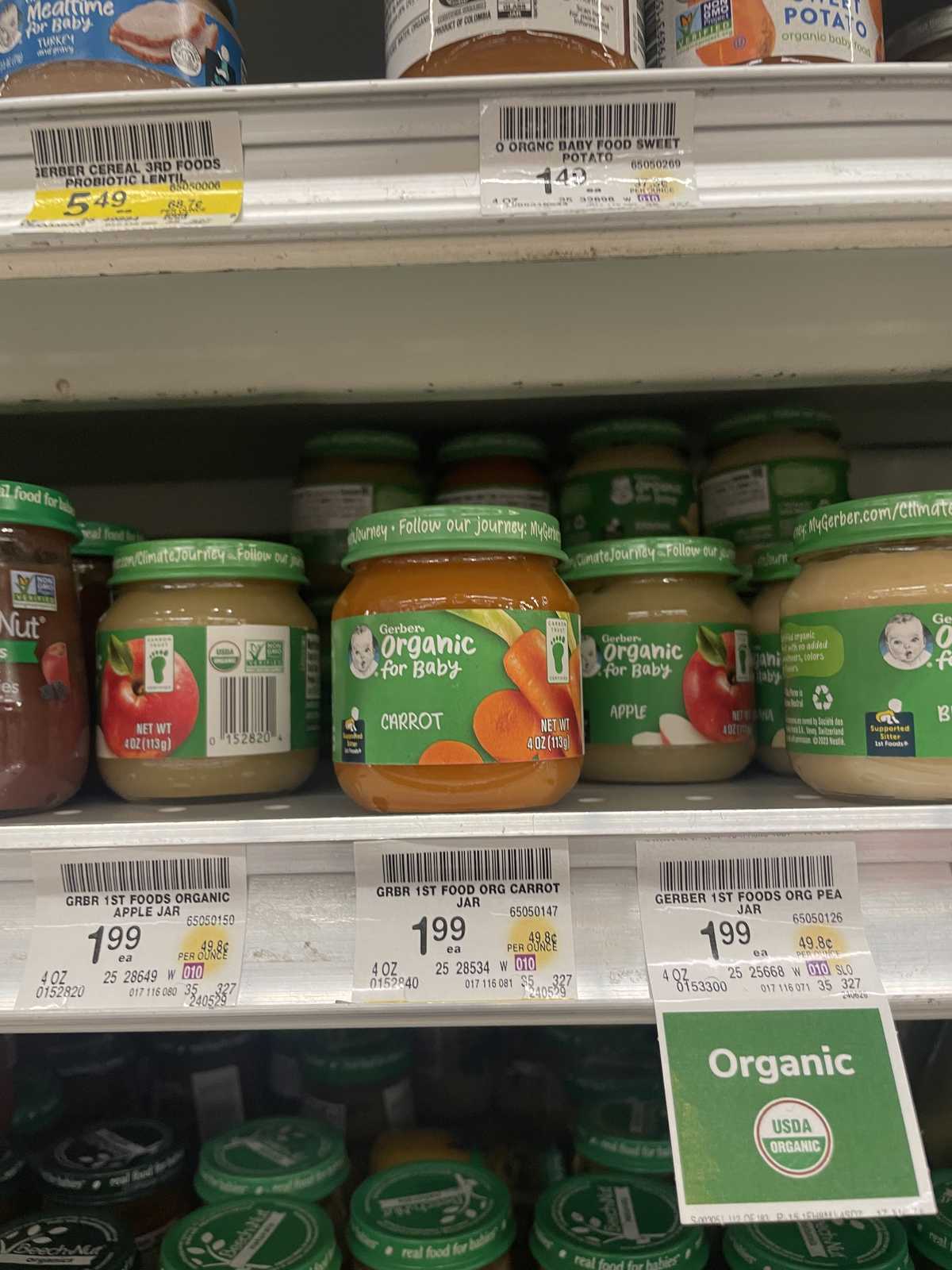 Gerber Baby Food Organic Carrot in Glass