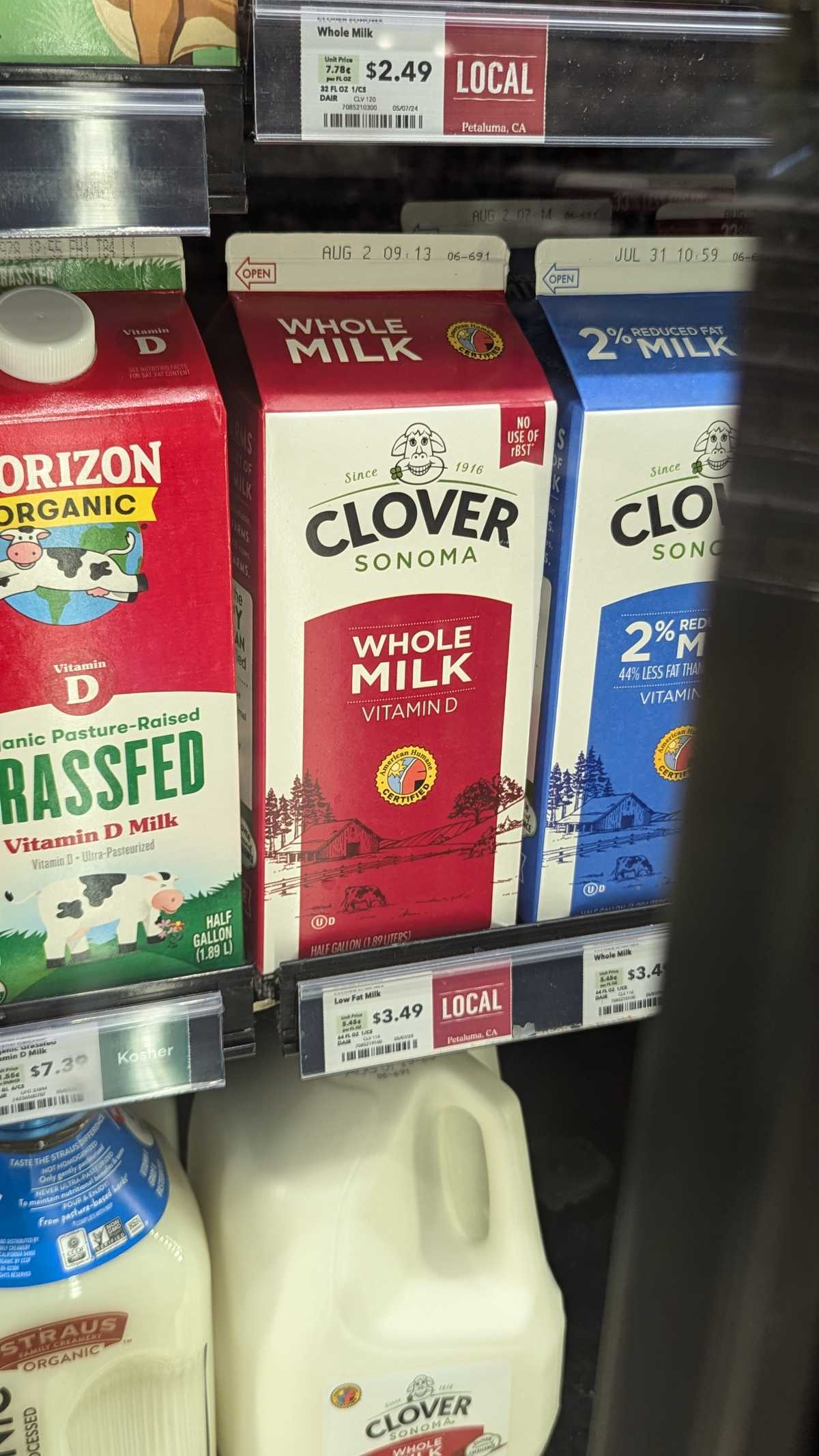Clover Whole Milk in Half Gallon Carton