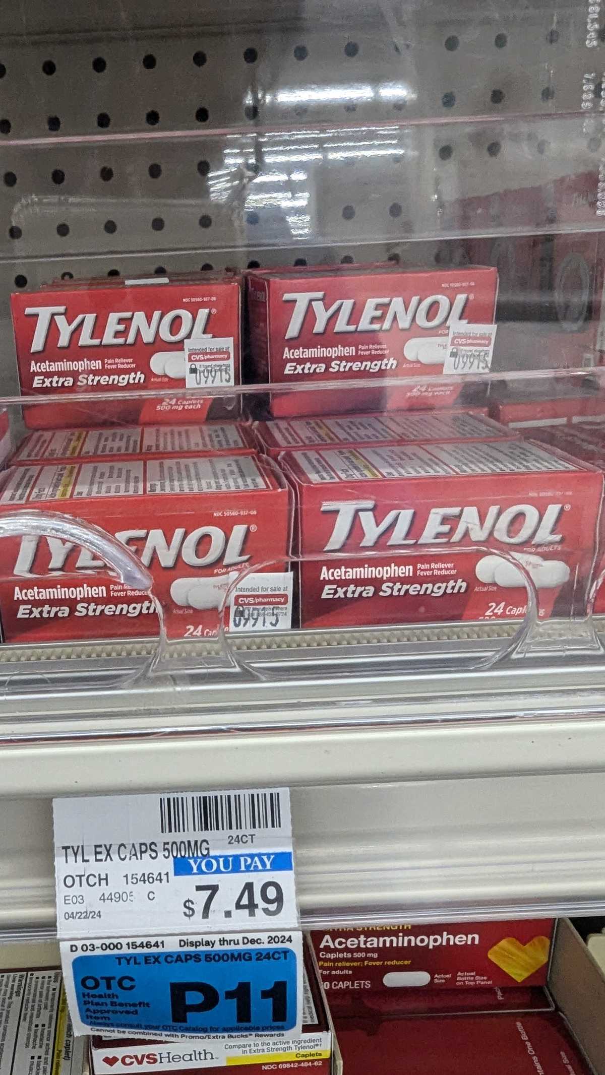 Tylenol Acetaminophen Extra Strength Uncoated