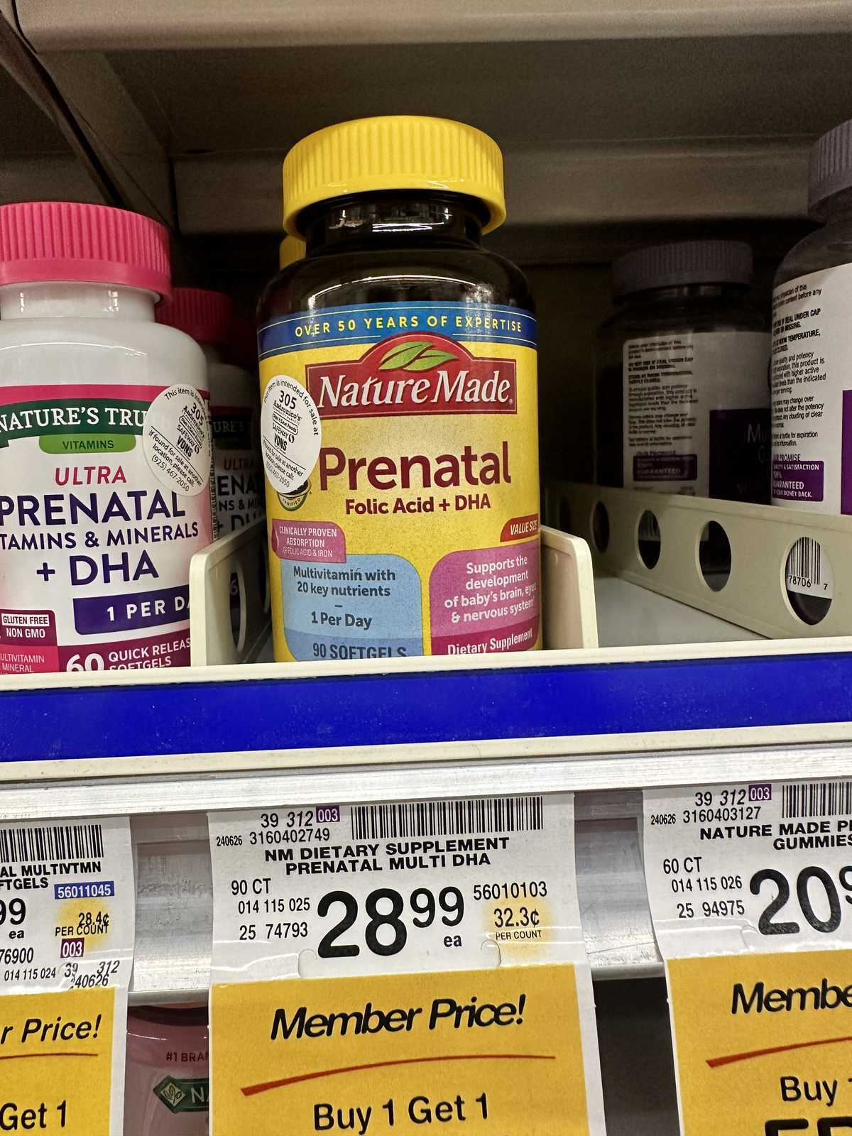 Nature Made Prenatal Folic Acid + DHA Supplement